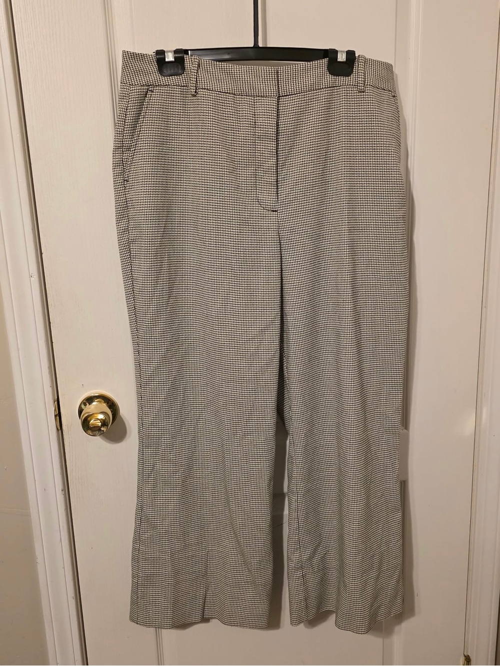 Worthington Women’s Size 14 Trouser Pants Black White Houndstooth Wide Leg